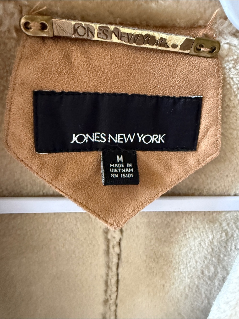 Jones New York Camel Faux Shearling Autumn Coat Mob Wife Medium Back to School - Picture 3 of 6